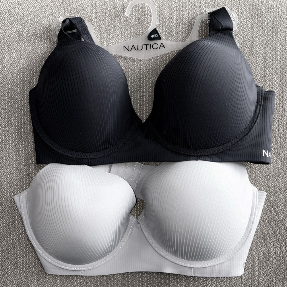 New Nautica Intimates Bras 2 Pack 40D Lightly Lined Underwire Navy & Gray NWOT